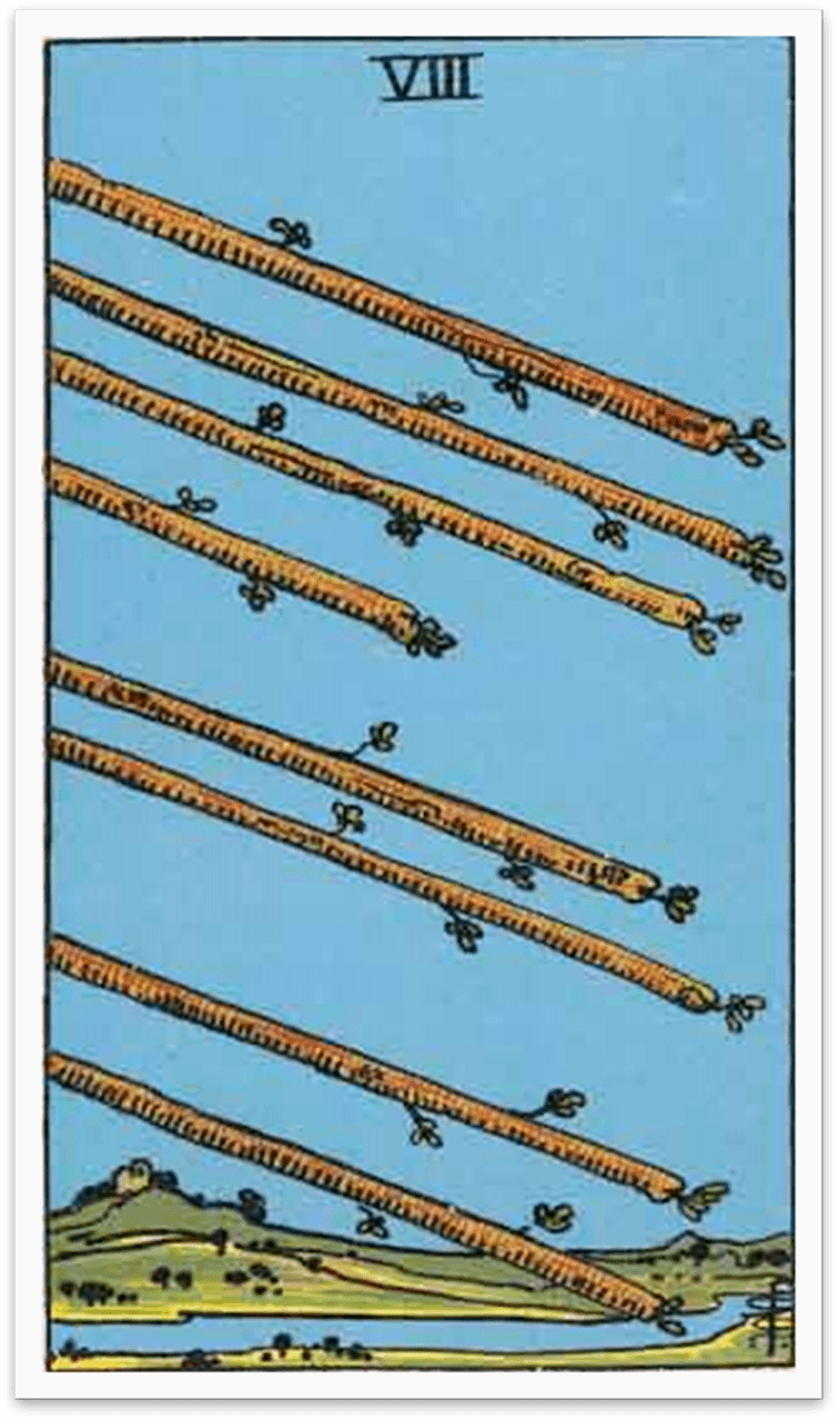 Eight of Wands Tarot Card