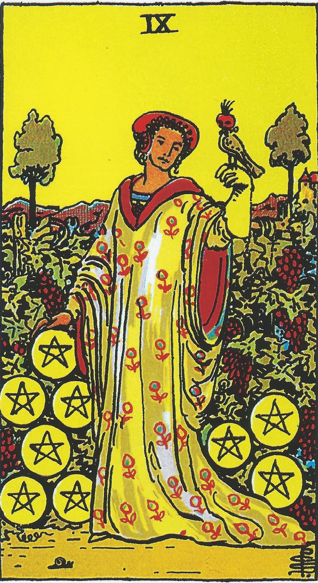 Nine of Pentacles Tarot Card