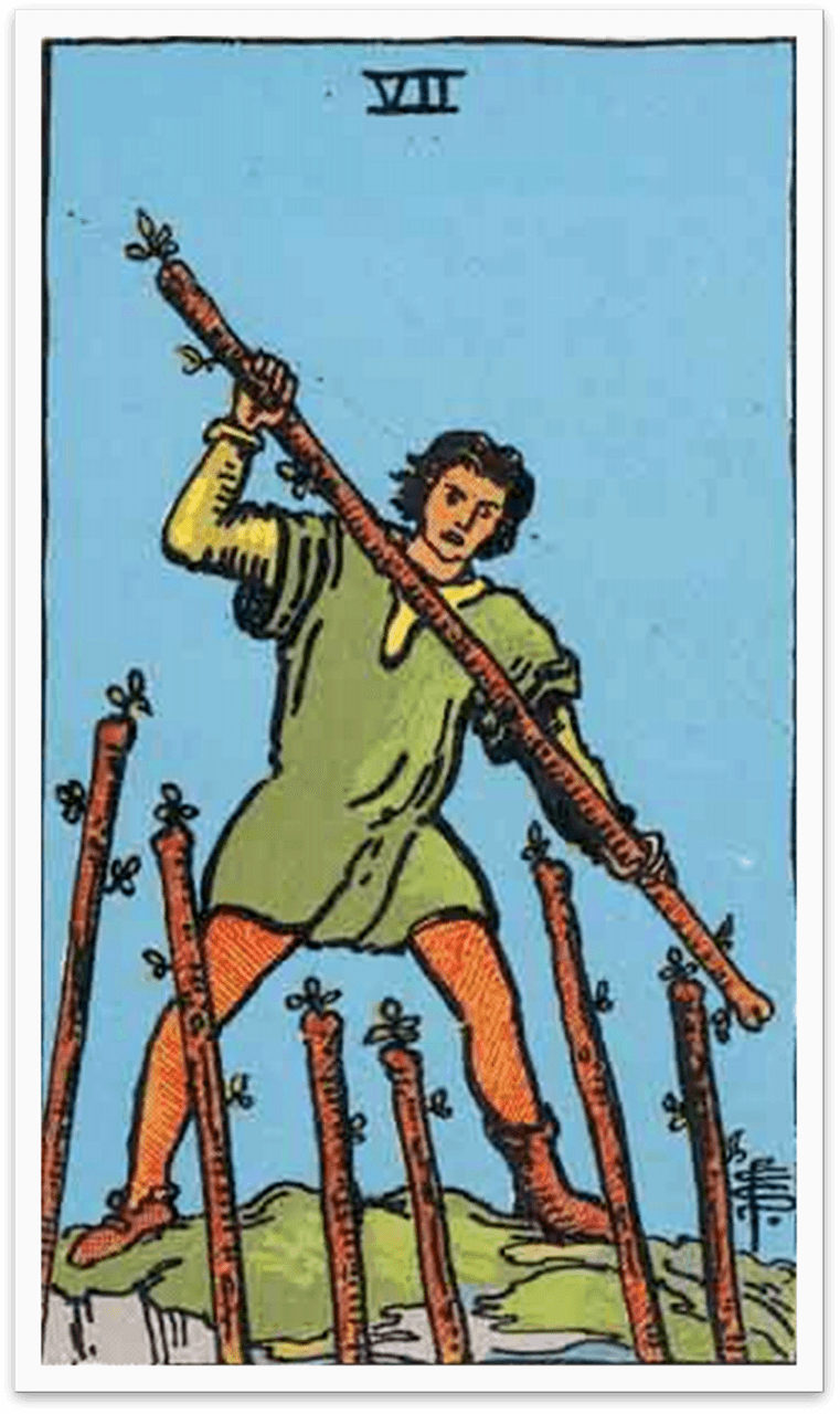 Seven of Wands Tarot Card